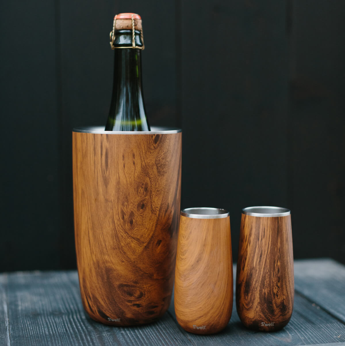 Swell Teakwood Wine Chiller 25OZ Olen Mobel