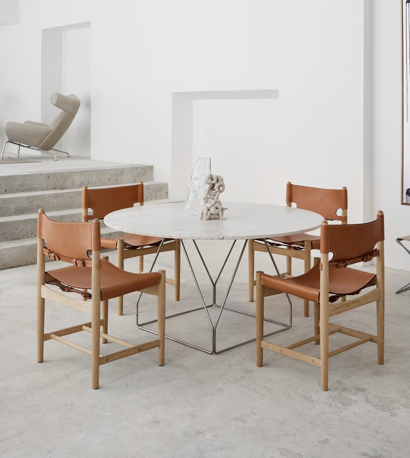 Fredericia The Spanish Dining chair 3237. Såpevask eik Cognac Leather