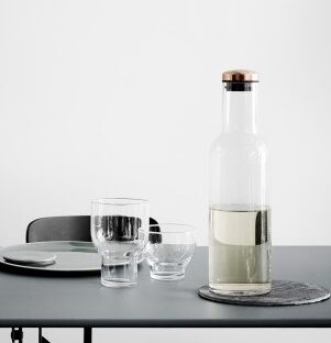 Clear/Brass Bottle Carafe Menu