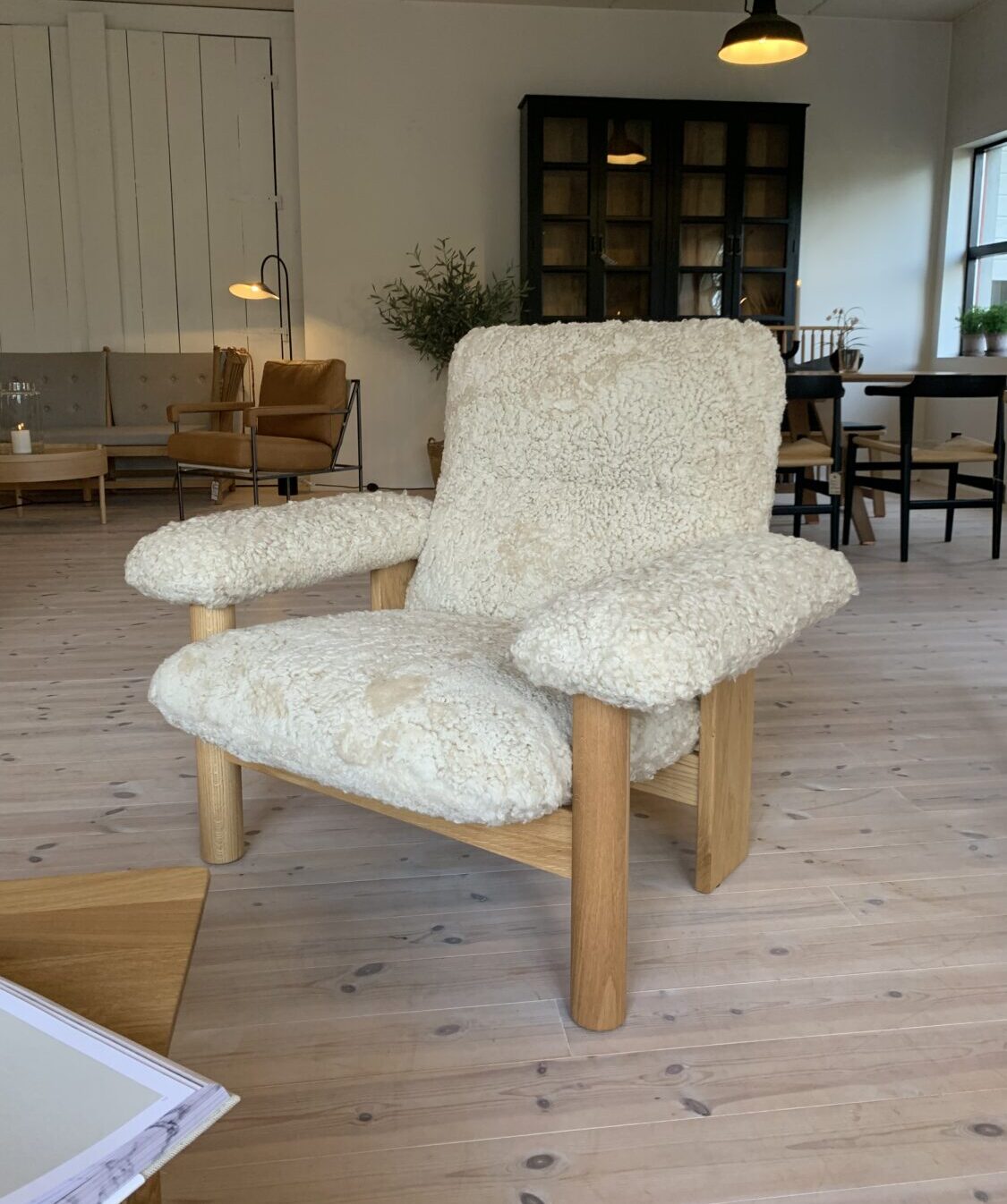 Menu Brasilia Lounge Chair Natural Oak Sheepskin Nature. Olen Mobel