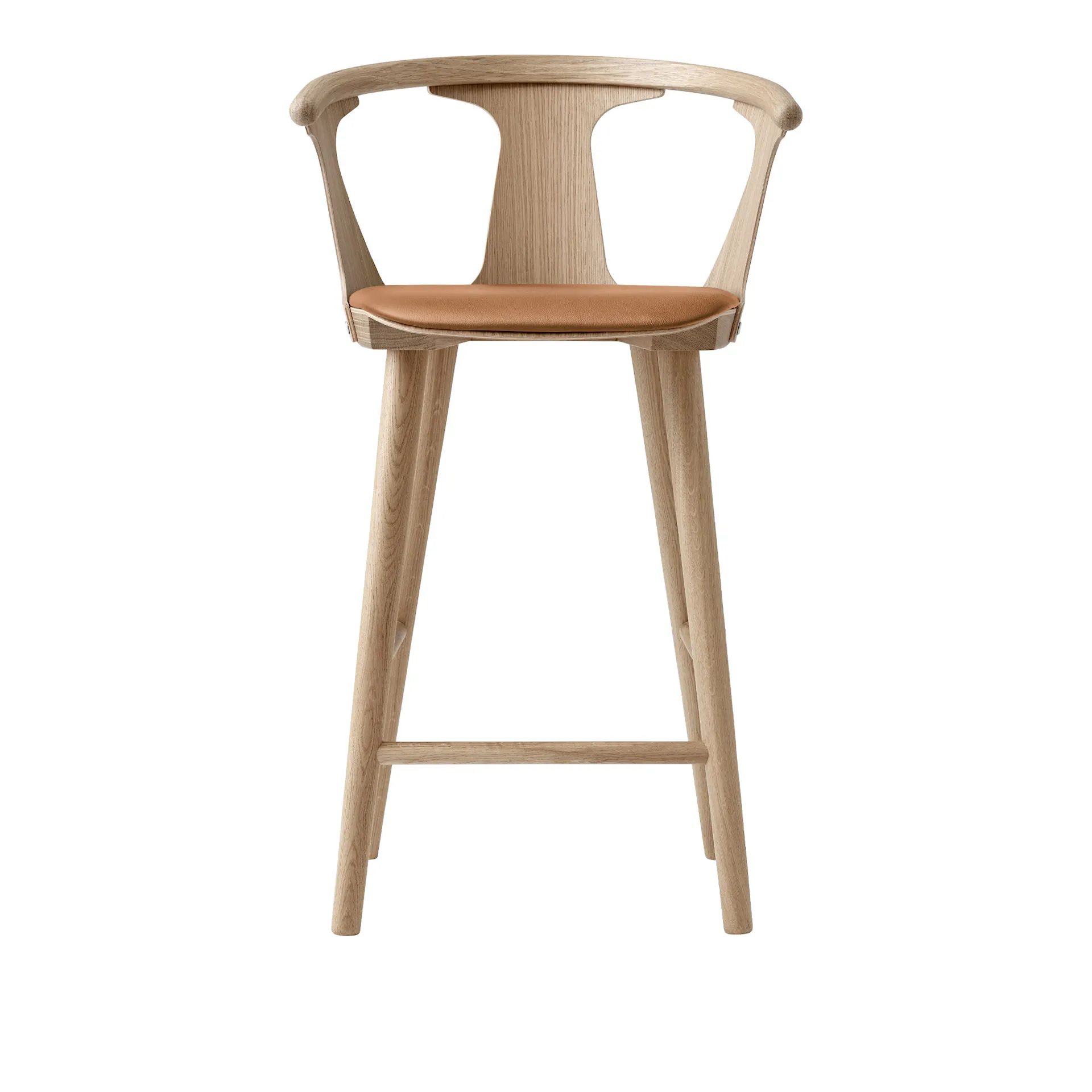 &amp;Tradition In Between SK8 Bar stol -  Tailor Semi-aniline leather - Cognac -  Oiled Oak.